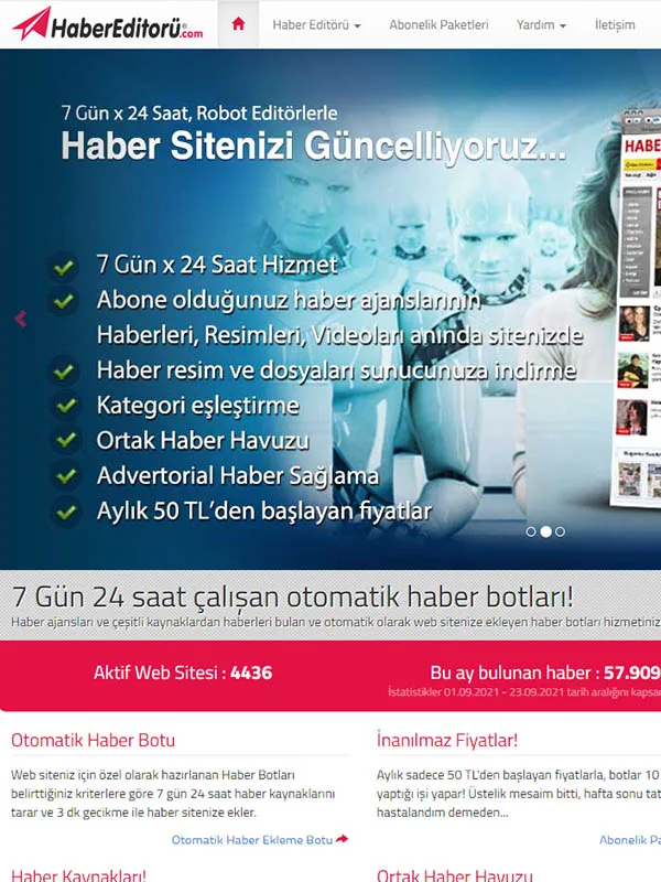 HaberEditoru.com haber botu sistemi tanıtım ekranı